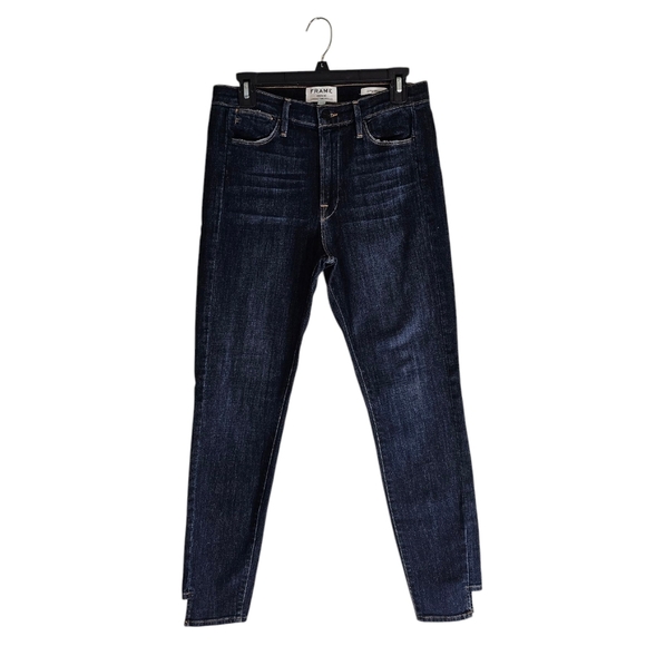 Frame Denim High Rise Skinny Dark Blue Jeans 30 Preowned - Picture 1 of 8